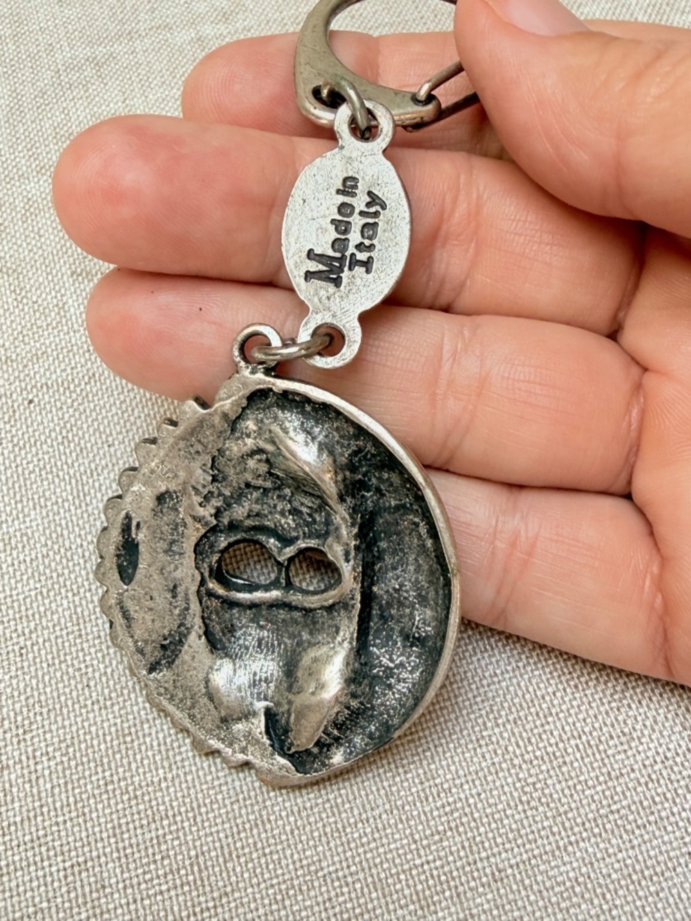 Moon and Sun Evil Eye Pewter Keychain Made in Italy - Picture 6 of 6